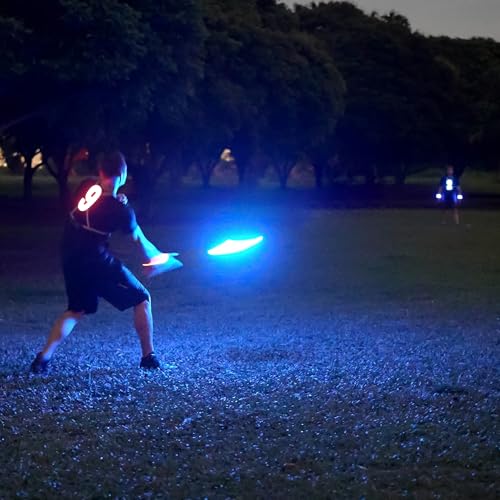 TOSY Flying Disc - 16 Million Colors RGB or 36 LEDs, Extremely Bright, Smart Modes, Camping Essentials for Teens/Kids/Adults/Men/Boys/Girls, Auto Light Up, Rechargeable, Waterproof, 175g - color: Blue 36 Leds (Black Disc)