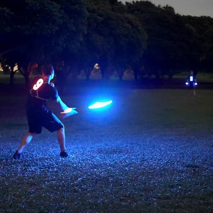 TOSY Flying Disc - 16 Million Colors RGB or 36 LEDs, Extremely Bright, Smart Modes, Camping Essentials for Teens/Kids/Adults/Men/Boys/Girls, Auto Light Up, Rechargeable, Waterproof, 175g - color: Blue 36 Leds (Black Disc)