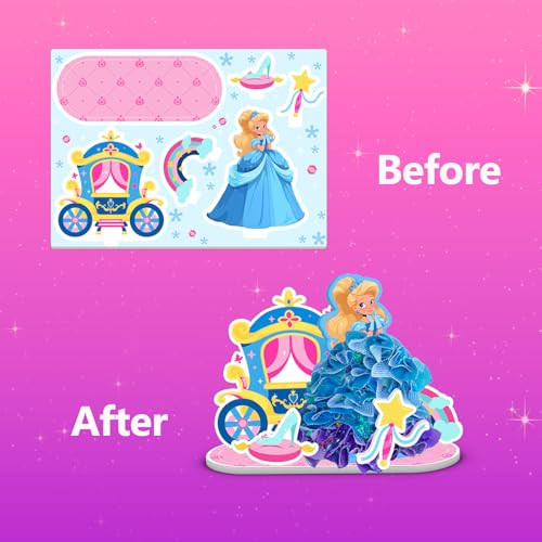 Poke in Magical Princesses, Christmas Birthday Gifts for 3 4 5 6 7 8 9 Year Old Girls, No Mess Girls Toys Age 6-8, DIY Arts and Crafts for Kids 4-6, Creative Activity Travel Toy - style: Poke in Magical