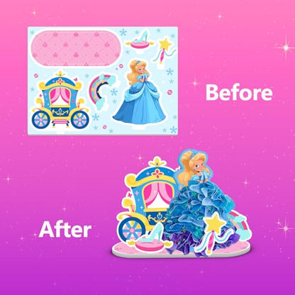 Poke in Magical Princesses, Christmas Birthday Gifts for 3 4 5 6 7 8 9 Year Old Girls, No Mess Girls Toys Age 6-8, DIY Arts and Crafts for Kids 4-6, Creative Activity Travel Toy - style: Poke in Magical