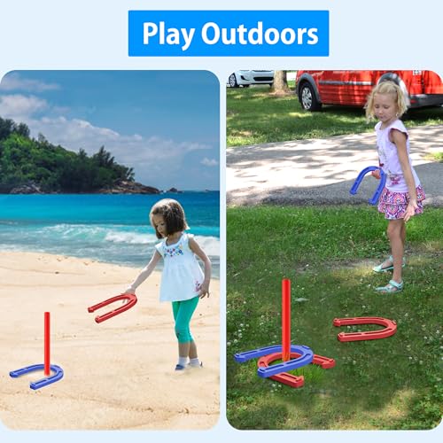 NQV Horseshoe Outside Game, Horse Shoe Game Kit, Horseshoe Set for Kids Adults. - style: indoor outdoor horseshoe set