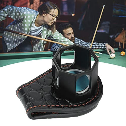 Fockety Leather Engraved Chalk Holder with Octagon Chalk Holder, Magnetic Vegetable Tanned Leather Pool Cue Snooker Cue Chalk Holder Billiard Chalk Holder Billiard Accessories