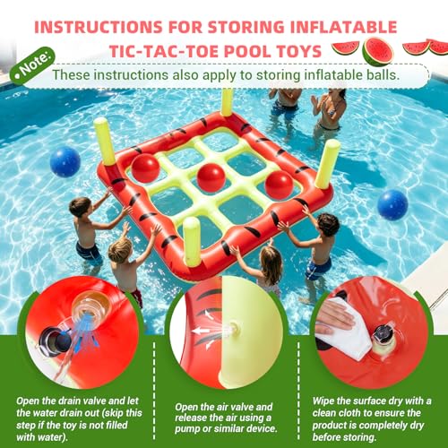 Pool Toys Games Set, 2-in-1 Giant Inflatable Pool Tic Tac Toe Game & Ring Toss with 12 Ring & 8 Balls, Fun Summer Swimming Pool Party Beach Float Games for 3-12 Yrs Kids Adult Family 2-10 Players