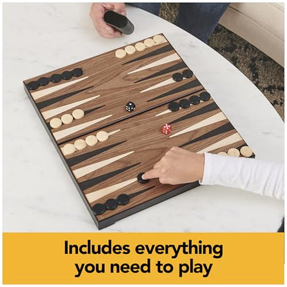 Spin Master Games Legacy Deluxe Wooden Backgammon Classic 2-Player Original Board Game Set with Cups and Dice, for Kids and Adults Aged 8 and up - color: Backgammon