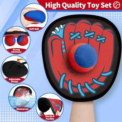 SpringFlower 4 Pack Catch and Toss Game, Toddler Catch Ball Game Set, Kids Baseball Beach Outdoor Pool Game Toy for Kids, Boys & Girls Toy for Kids Toddlers, Fun Idea Gift - style: Red