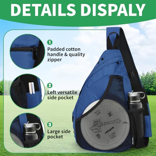 MOYAQI Disc Golf Bag with Retriever Holder and Storage Pockets, Disc Golf Backpack with 8-10 Disc Capacity, Padded Adjustable Strap and Back Panel, Lightweight and Durable - color: Royal blue
