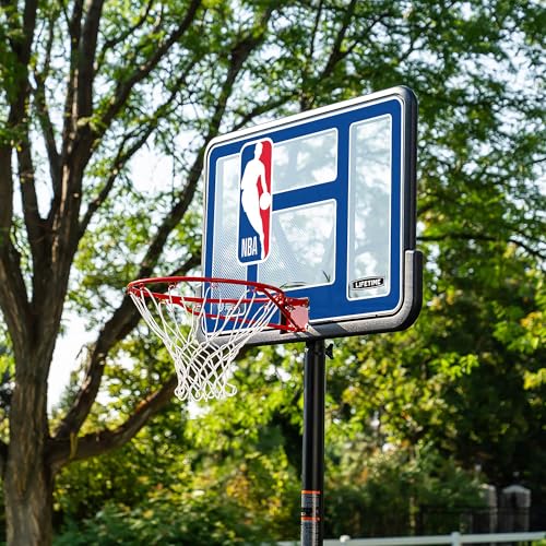 Lifetime NBA League Edition Portable Basketball Hoop, Adjustable Height 7.5-10 Ft, 44 Inch Shatterproof Fusion Backboard, Base with Wheels - color: All NBA