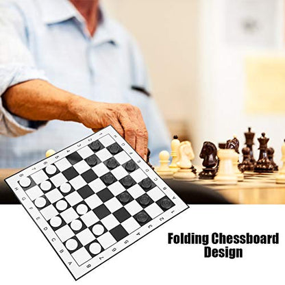 Checkers Set, 13 x 13inch Folding Board Mat, Includes Extra Large Play Pieces for Outdoor and Indoor Family Events