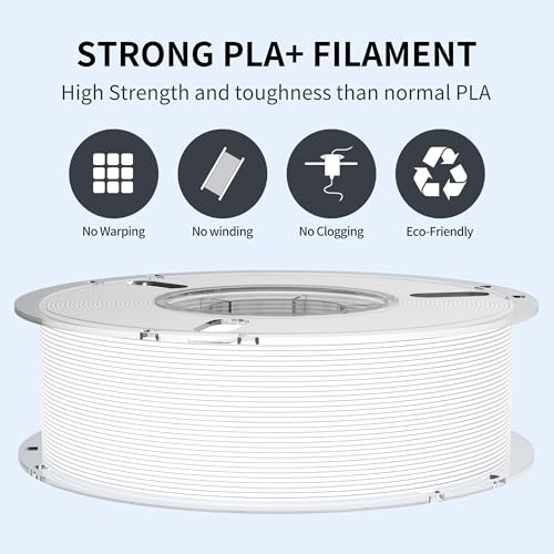 RAMBERY White PLA+ 3D Printer Filament 1.75mm 4kg Spool, Toughness Upgraded 3D Printing Filament, Neatly Wound Fit Most FDM Printers, 1KG X 4 Spools - color: Pla+ White, size: 4kg