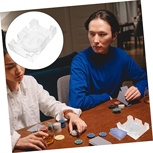Dual Deck Plastic Card Holder Tray Rotating Card Storage for Adults and Compact Design for Home Games