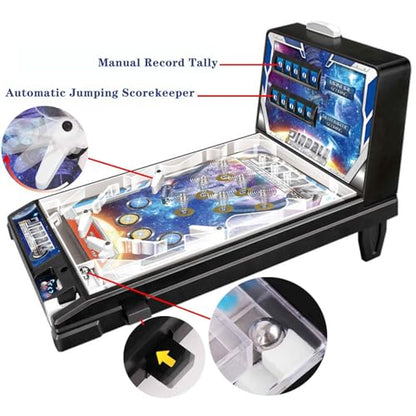 PHATM Electronic Arcade Pinball Machine Classic Pinball Game Machine Preschooler Mini Pinball Toys Tabletop Marble Game Machine with Scorer Lights Sounds