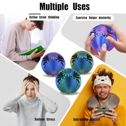 Gear Sphere, 3D Printed Gearsphere - The Steampunk Whirling Wonder Fidget Gear Ball, Gearsphere Cube Fidget Toy for Office and Home, Stress Relief Cool Stuff Toys Gift for 3+ Kids Adult (Purple) - color: Purple