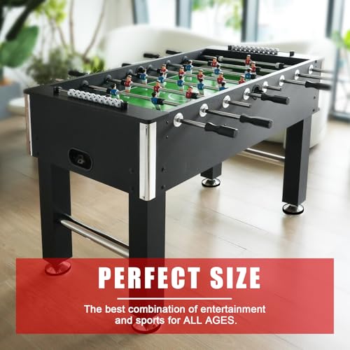 Full Size Foosball Table, Table Soccer Set with 2 Footballs, Score Keeper, Solid and Sturdy Legs, Football Table for Home, Family