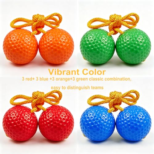 12 Pack Ladder Balls Ladder Toss Balls Ladder Ball Replacement Balls with Storage Bag for Toss Match (red Blue Orange Green)