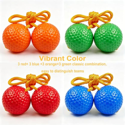 12 Pack Ladder Balls Ladder Toss Balls Ladder Ball Replacement Balls with Storage Bag for Toss Match (red Blue Orange Green)