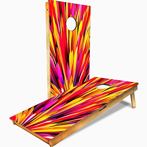PRO Cornhole Boards, Impact Brace & Handle Cornhole Boards- 10+ Designs Cornhole Set - Handemade in USA, Tournament 2x4 Regulation Premium Baltic Birch Boards for Bean Bag toss, and Tournaments - color: Colorful Art, size: 2X4 Cornhole Boards With Pro Bag