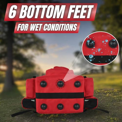 Disc Golf Bag with Removeable Cooler,13 Disc Capacity with Insulated Cooler for a 6-Pack,22 disc max,Adjustable Backpack Strap Included - color: RED