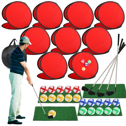Soulchen 4 Pack Backyard Golf Cornhole Game, with 9 Target, Indoor Outdoor Chipping Golf Set Gift for Men, Women & Family