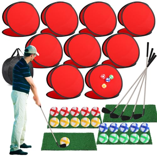Soulchen 4 Pack Backyard Golf Cornhole Game, with 9 Target, Indoor Outdoor Chipping Golf Set Gift for Men, Women & Family