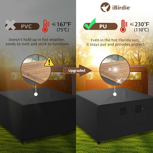 iBirdie Outdoor Patio Furniture Set Covers 54 x 54 inch fit 4 x 4 ft, 54, 52, 50 inch Wide, Waterproof Weatherproof Square Cover, Heavy Duty 600D for Outside Dining Table and Chairs - size: 54 x 54 x 28 inch