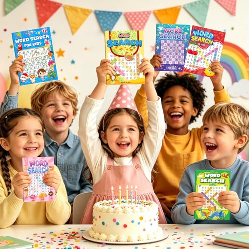 Elfew 20 Pack Bulk Small Word Search Puzzle Books for Kids Ages 4-8 | Over 2500+ Words, Answer Keys Included, Educational Vocabulary Activity Workbooks, Travel Screen Free Learning Games - style: 20 Word Search Book