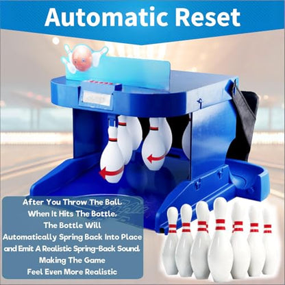 Bowling Set Kids, Electronic Bowling Alley Game, Foldable Indoor Family Game Bowling Game, with LED Electronic Scoreboard, Automatic Reset, Lighting, Simulation Sound Effect. 2M - size: 2M