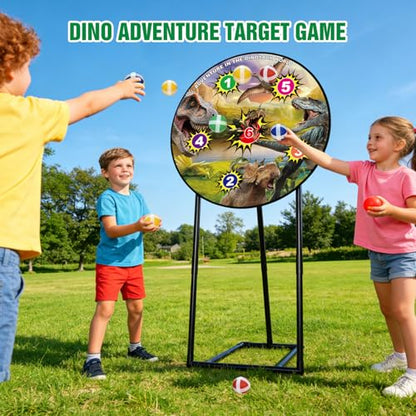 29" Large Dinosaur Dart Board for Kids, Kids Double-Sided Dart Board with Sticky Balls & Stand, Dinosaur Theme Indoor/Outdoor Carnival Party Games, Gifts for 3 4 5 6 7 8 9 10 11 12 Year Old Boys Girls