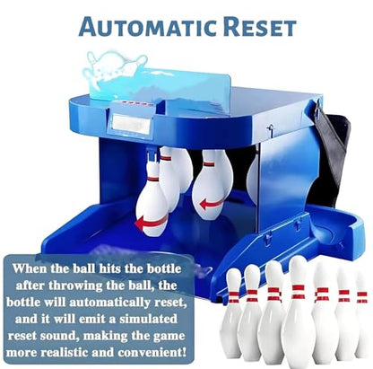 Family Bowling Game,Home Indoor Bowling Ball Console,with Automatic Reset, Lighting,LED Scoreboard & Simulation Sound,for Children and Adults Interactive Game - size: 6.56FT