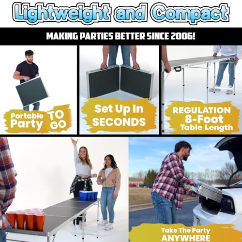 8-Foot Regulation Length Folding Table w/Optional Cup Holes, LED Lights, Custom Graphic (Choose Your Model) - color: Stars & Stripes, style: w/ LED Lights & Cup Holes