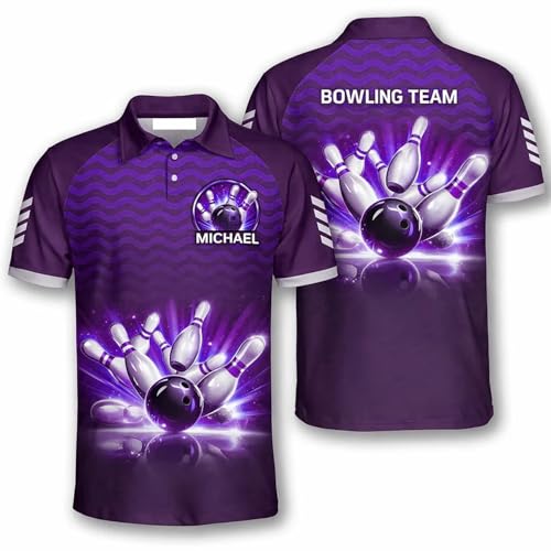 GABITA Personalized Bowling Jerseys for Men, Custom Bowling Polo Shirt, Bowling Shirts Gift for Bowler Team Player - color: A58