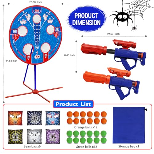 Shooting Game Toys for Kids Ages 4-12, Bean Bag Toss for Carnival Games | Moving Target, 2 Air Guns, 24 Balls, Bean Bag Toss, Indoor & Outdoor Play, Gifts Birthday Christmas Boy Kids