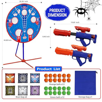 Shooting Game Toys for Kids Ages 4-12, Bean Bag Toss for Carnival Games | Moving Target, 2 Air Guns, 24 Balls, Bean Bag Toss, Indoor & Outdoor Play, Gifts Birthday Christmas Boy Kids