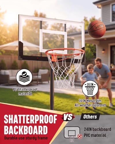 Seray Kids Basketball Hoop Outdoor [Patented 6s Safe-Adjust] 3.2-7.2FT, Indoor/Poolside/Mini Basketball Hoop for Kid/Toddler/Youth/Adult in Backyard/Driveway,Shatterproof Backboard and Enlarged Base - color: White