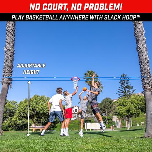 GoSports Slack Hoop Portable Basketball Game for Kids & Teens - Adjustable Height Outdoor Lawn, Beach, & Yard Game - Basketball Without a Court