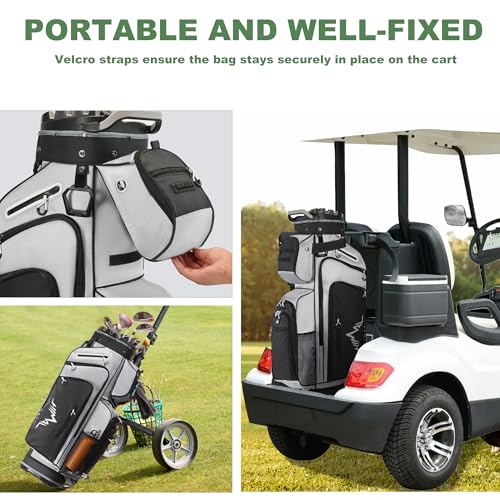 uniHimal T-Lock Golf Cart Bag with Quiet 14-Way Full-Length Divider Top | Golf Bag for Men with Magnetic Pocket, Cooler Pocket, Handle and Rain Cover - color: Grey