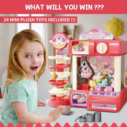 Claw Machine for Kids, Mini Vending Machine Toy for Girls, Arcade Game Toy for Ages 8-13, Electronic Claw Game with Lights & Sound, Perfect for Parties & Birthday Gifts for Ages 4+