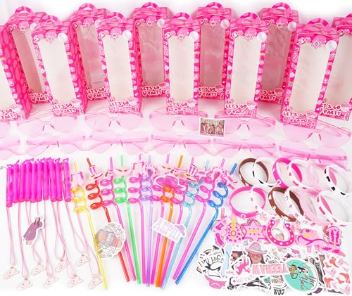 Cowgirl Party Favors Pack - For 12Guests | Pink Goodie Bag Stuffers for Kids Girls' Birthday | Galentines | Pinata Filler & Classroom Rewards - style: Cowgirl Party Favors