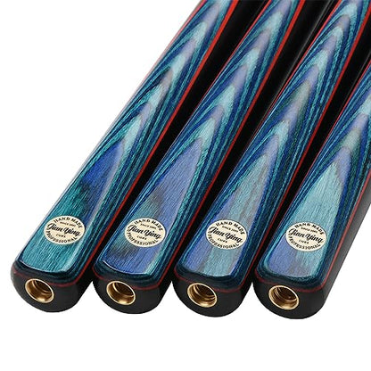 57" 3/4 Jointed Billiard/Pool/Snooker Cue Set 5 Face-Spliced Ash Shaft with A Leather Cue Case - color: Blue Flames Butts