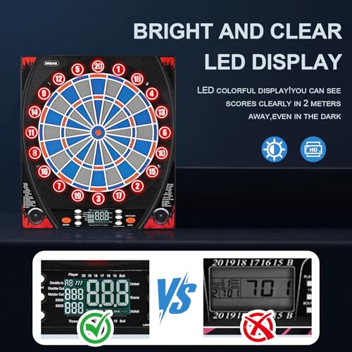 Electronic Dartboard, Dual Speakers with Automatic Voice Announcing Score, High Definition LCD Display, Includes 12 Soft Tip Darts, Suitable for Family Gatherings Bar Entertainment - style: with lamp