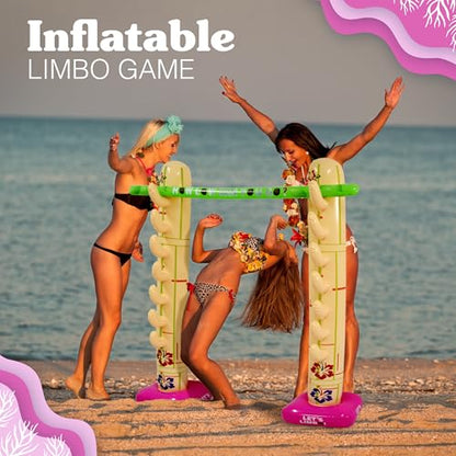 4E's Novelty Summer Inflatable Limbo Game Party Game for Kids Boys Girls Adults Tropical Inflatable Decoration for Indoor Outdoor Bithday Beach Pool Luau Game