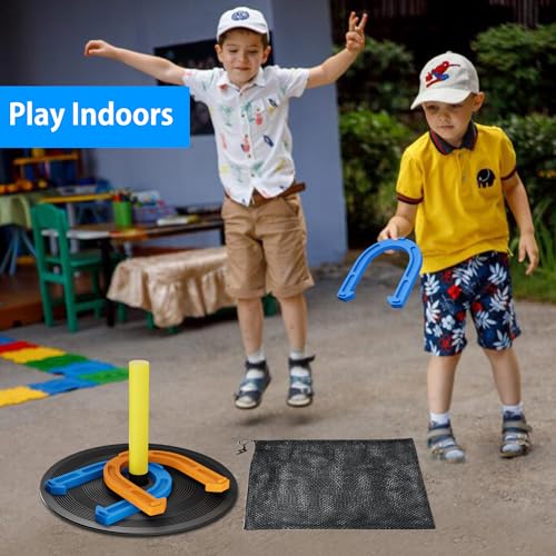 NQV Horseshoe Outside Game, Horse Shoe Game Kit, Horseshoe Set for Kids Adults. - style: indoor outdoor orange & blue