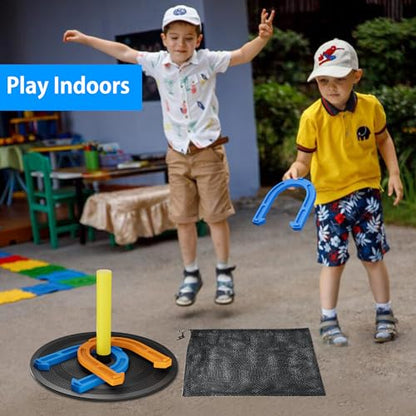 NQV Horseshoe Outside Game, Horse Shoe Game Kit, Horseshoe Set for Kids Adults. - style: indoor outdoor orange & blue