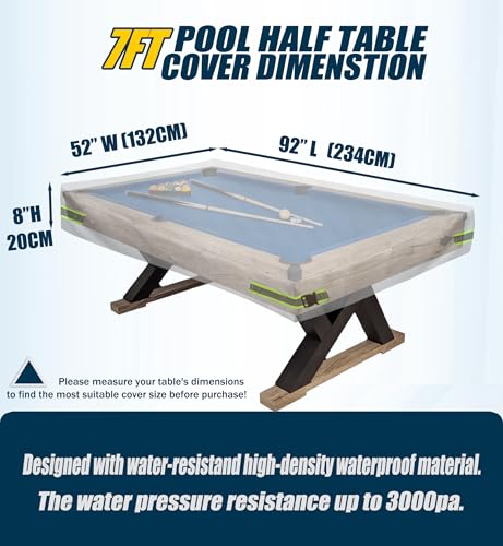 Pool Table Cover - Billiard Table Cover, 600D Waterproof Covers for Billiard Pool Table, Heavy Duty Scratched-Free UV Protection Snooker Furniture Table Cover - color: Blue, size: 7ft