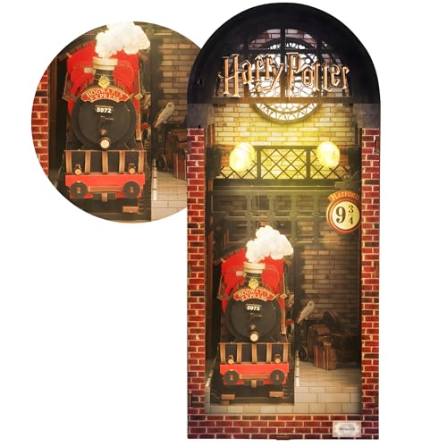 Harry Potter Hogwarts Express Book Nook Kit – DIY 3D Wooden Puzzle with LED Lights | Bookshelf Insert for Adults & Teens | Wizarding World Collectible & Magical Home Decor - color: Hogwarts Express