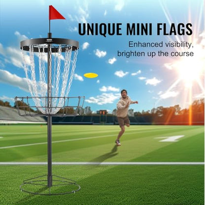Premium Disc Golf Basket - 24-Chain Portable Target, Heavy-Duty Steel Construction, Versatile Indoor & Outdoor Use, Perfect for Practice and Competition, Includes Stand - Black