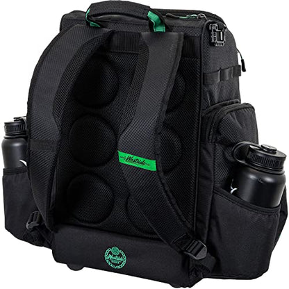 Westside Discs Noble Disc Golf Backpack | Large Frisbee Golf Bag | Main Compartment Holds up to 22 Discs | Extra Space on Sides for Accessories (Black)