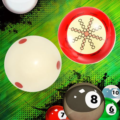 2 Pcs Billiard Training Cue Ball,Pool Cue Ball Practice with Dots,Inchluded Billiard Gloves,Pool Table Marker Dots,Billiard Balls Used in American Billiards Eight Balls