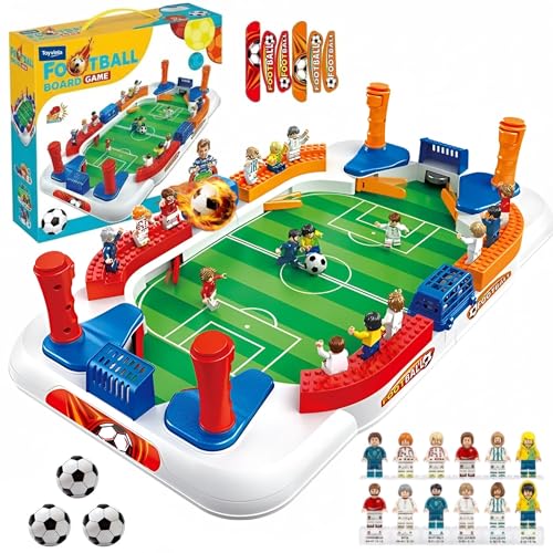 Soccer Board Game for Kids, Mini Football Table Game with 12 Player Figures, 3 Soccer Balls & Goal Bell, Foosball Board Game for 3 4 5 6 7 8 9 10 11 12 Year Old Boys and Girls