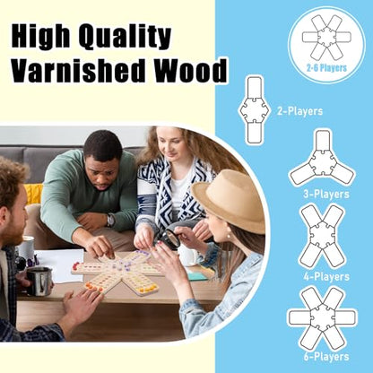 WodGod Original Marble Board Game Set, Portable Wooden Tabletop Game with 30 Marbles and 7 Dice for Family Party Nights (2-6 Players)
