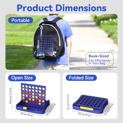 Pup Go 4 in a Row Game, Strategy Board Games for Kids 3-12, Connect & Win Four in a Line, Foldable Holiday Travel Essential, 2 Players for Family and Kids, Best Gifts for Boys and Girls (Blue) - color: Blue